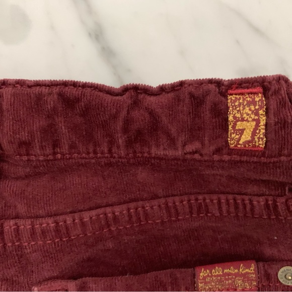 7 For All Mankind Girls Burgundy Velvet Jeans 6X - Picture 9 of 10